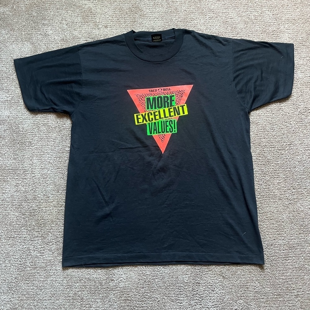 VTG 80’s Taco Bell Neon Promo Black Tee